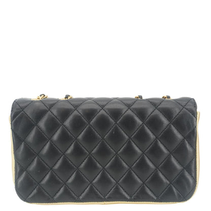 CHANEL CC Double Flap Quilted Leather Shoulder Bag Black
