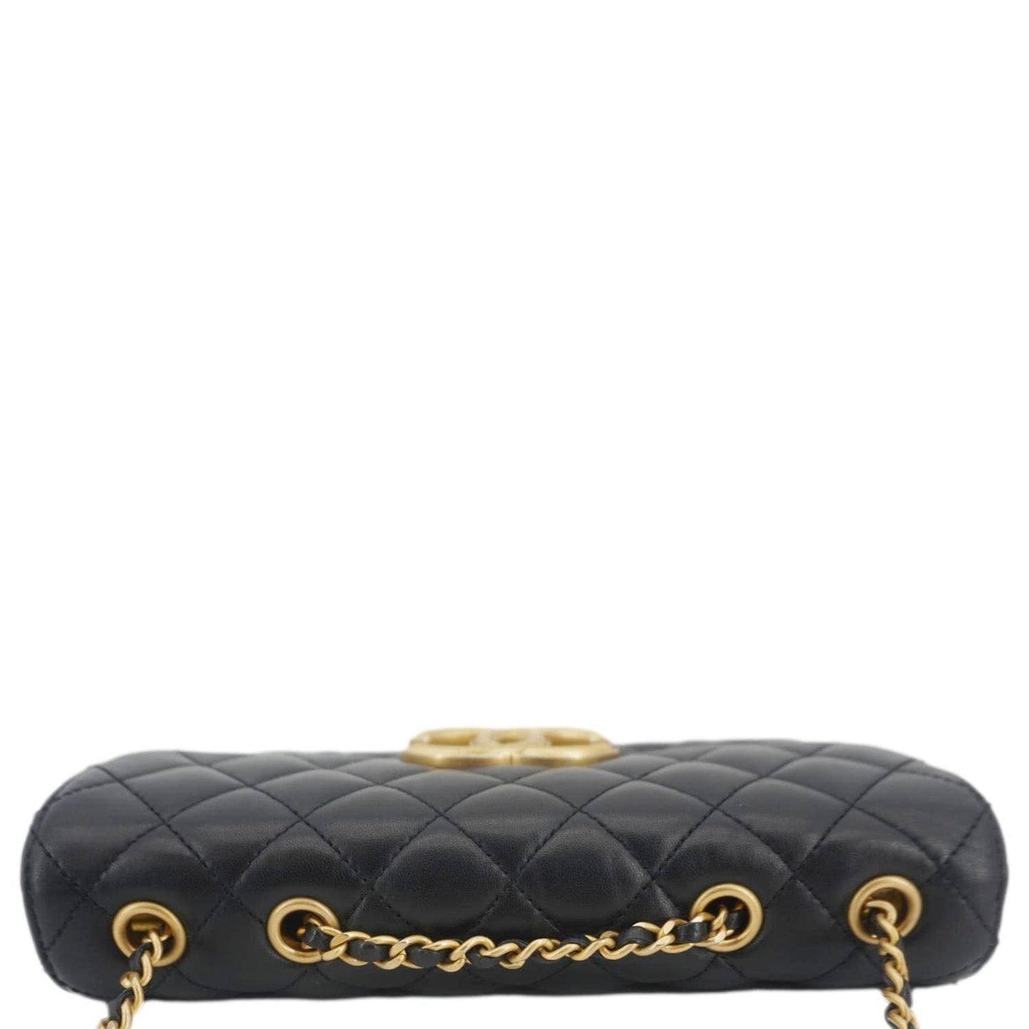 CHANEL CC Double Flap Quilted Leather Shoulder Bag Black