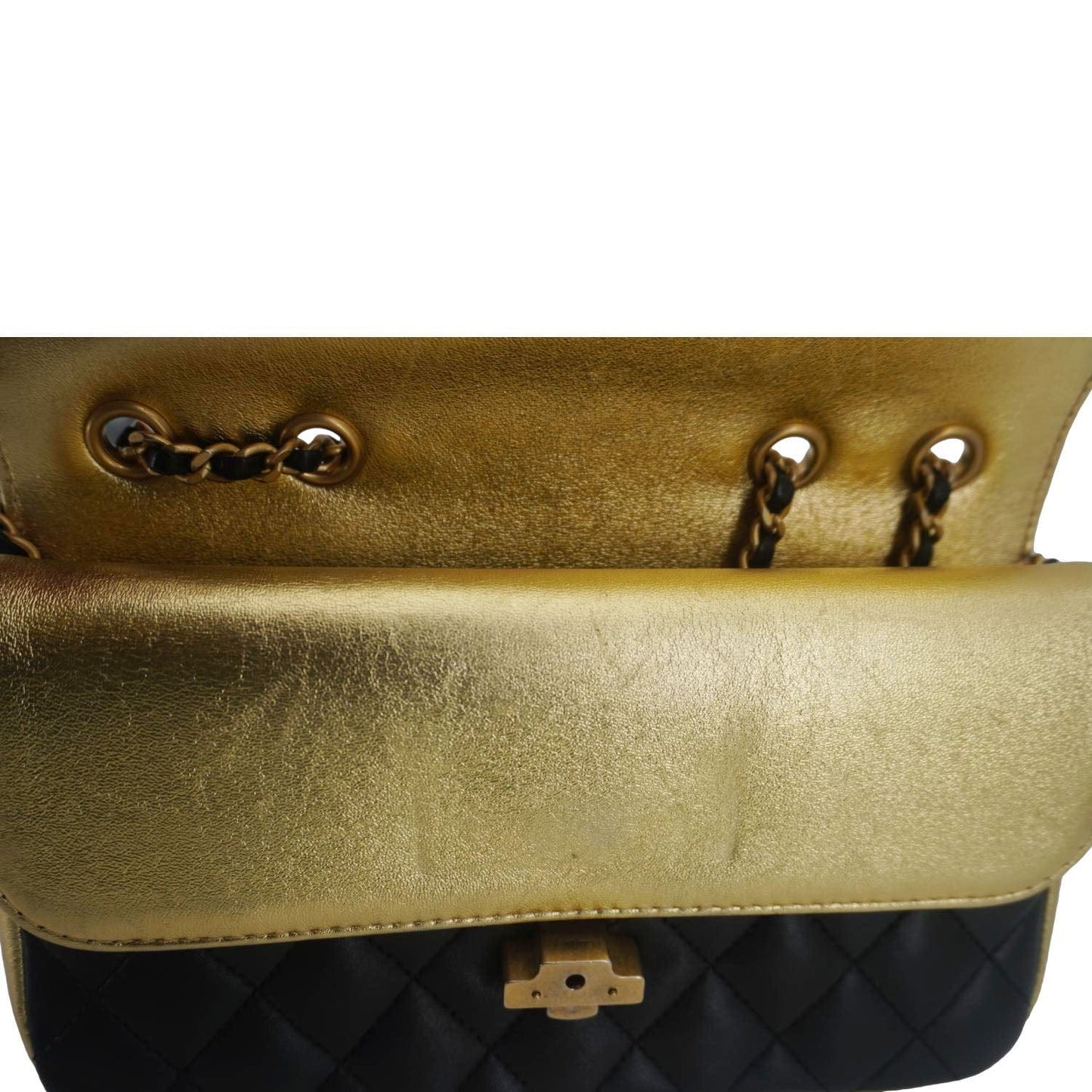 CHANEL CC Double Flap Quilted Leather Shoulder Bag Black