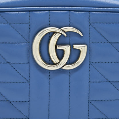 Gucci GG Marmont Matelasse Shoulder Bag Blue SHW