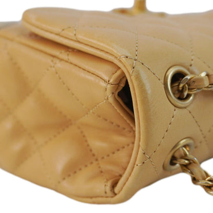 CHANEL Rock The Corner Flap Quilted Leather Shoulder Bag Beige