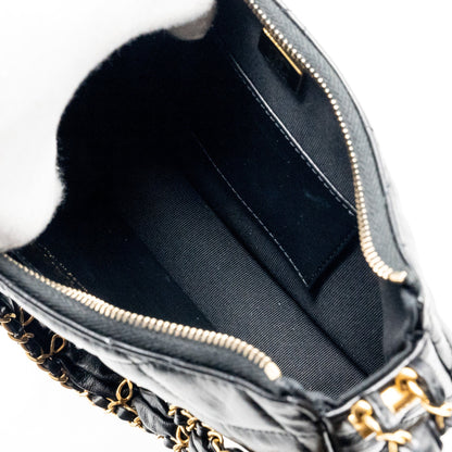 Chanel 23k Hobo Shoulder Bag Calfskin Black  (microchip)