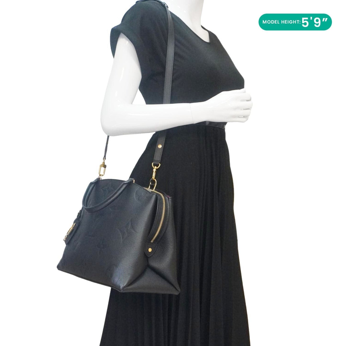 LOUIS VUITTON Grand Palais MM Monogram Empreinte Leather Shoulder Bag Black