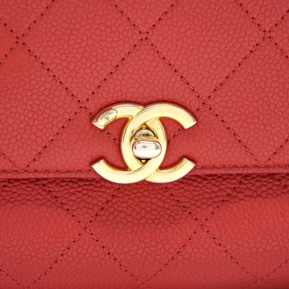 Chanel Flap Shoulder Bag With Chain Caviar in Red