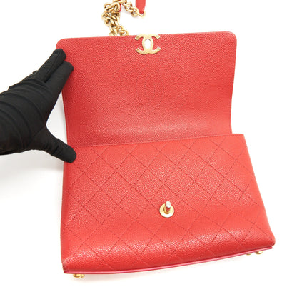 Chanel Flap Shoulder Bag With Chain Caviar in Red