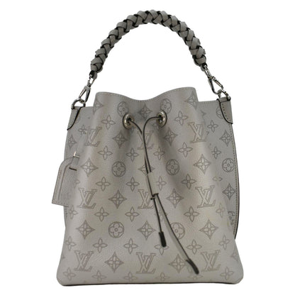 LOUIS VUITTON Muria Mahina Perforated Leather Shoulder Bag Silver