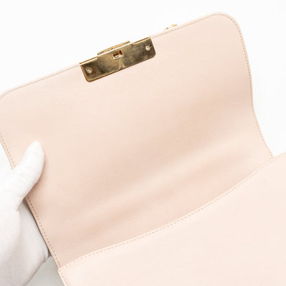 Chanel 17C Click Label Shoulder Bag Calfskin Light Pink L
