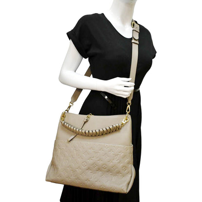 LOUIS VUITTON Maida Monogram Empreinte Leather Hobo Shoulder Bag Tourterelle
