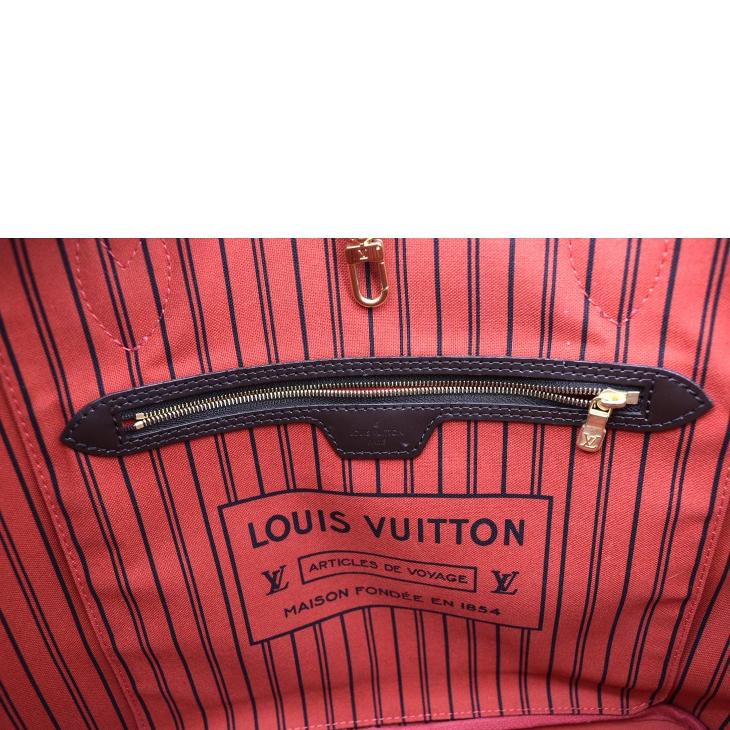 LOUIS VUITTON Neverfull MM Damier Ebene Shoulder Bag Brown