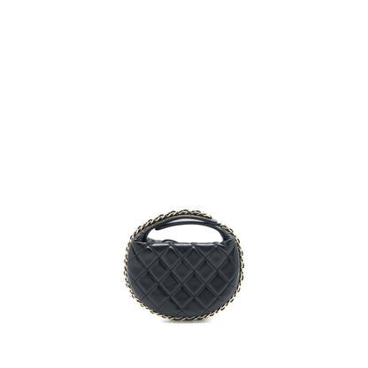 Chanel 23C Round Clutch Lambskin Black L (Microchip)