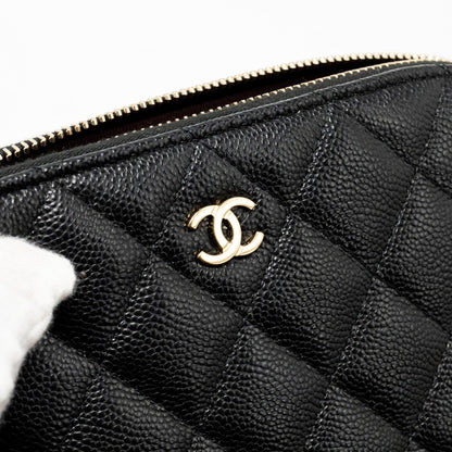 Chanel Classic CC Clutch with Chain Caviar Black L (Microchip)
