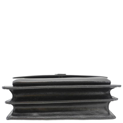 YVES SAINT LAURENT Sunset Monogram Leather Shoulder Bag Black