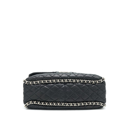 Chanel Quilted Leather With Chain Shoulder Bag XL Black