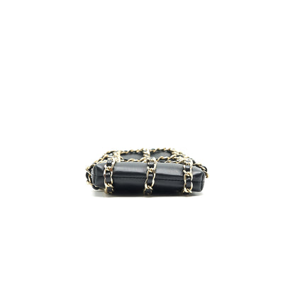Chanel Gold Clutch O Chain Phone Holder black