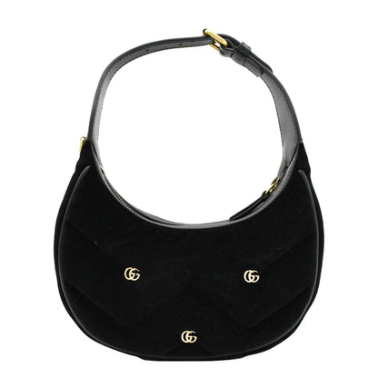GUCCI GG Marmont Half Moon Mini Leather Shoulder Bag Black 770983