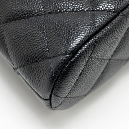 Chanel Classic CC Clutch with Chain Caviar Black L (Microchip)