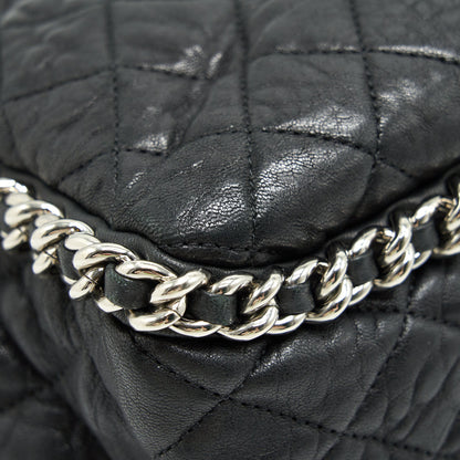 Chanel Quilted Leather With Chain Shoulder Bag XL Black