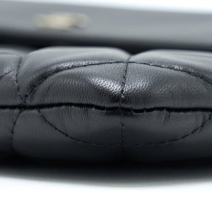 Chanel Quilted Zip and Flap Pouch/Clutch Large Model Lambskin Black L
