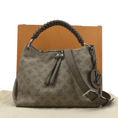 LOUIS VUITTON Beaubourg Mahina MM Leather Hobo Shoulder Bag Galet