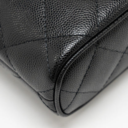 Chanel fold flap vanity clutch with chain caviar black