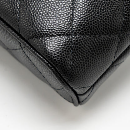 Chanel fold flap vanity clutch with chain caviar black