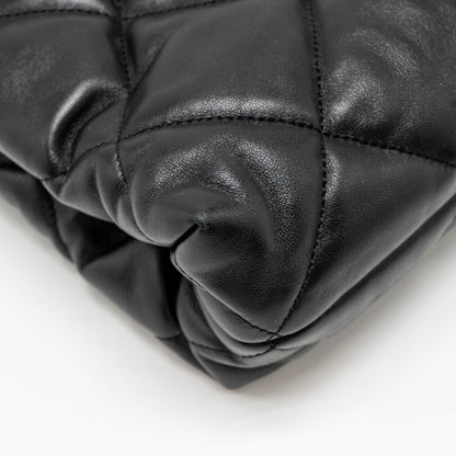 Chanel quilted double chain shoulder bag Lambskin black  (micochip)