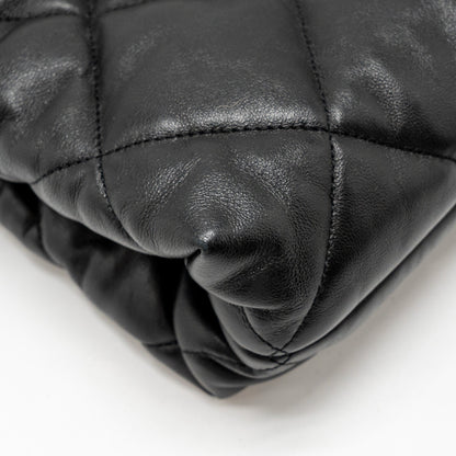 Chanel quilted double chain shoulder bag Lambskin black  (micochip)
