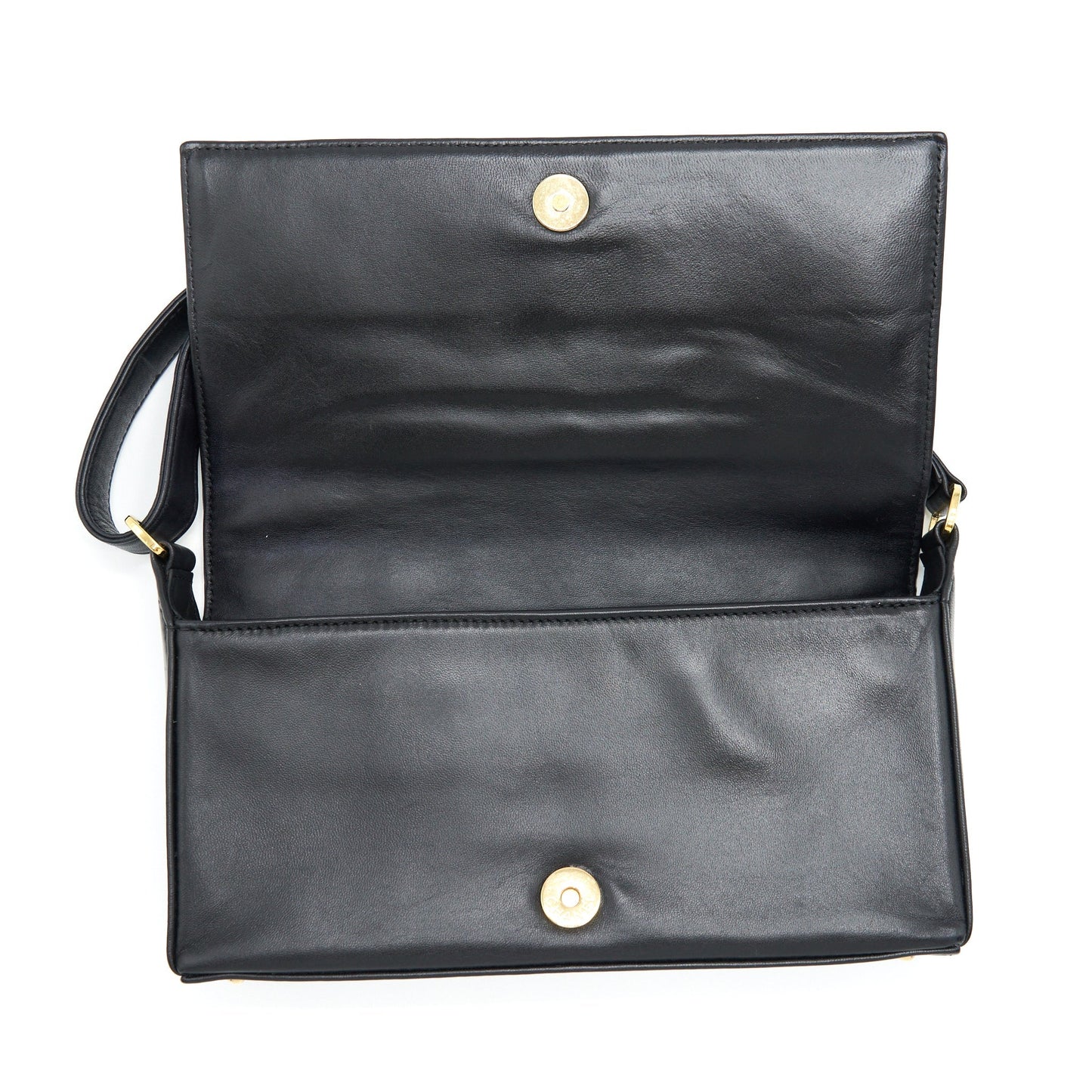 Chanel Vintage Chocolate Bar Flap Shoulder Bag Lambskin Black