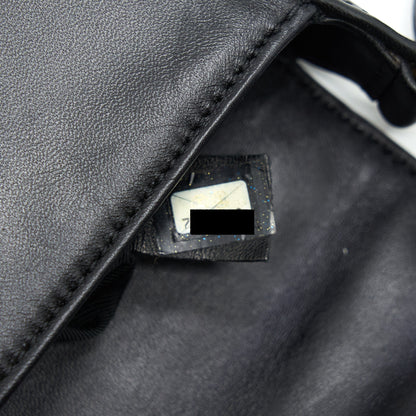 Chanel Vintage Chocolate Bar Flap Shoulder Bag Lambskin Black