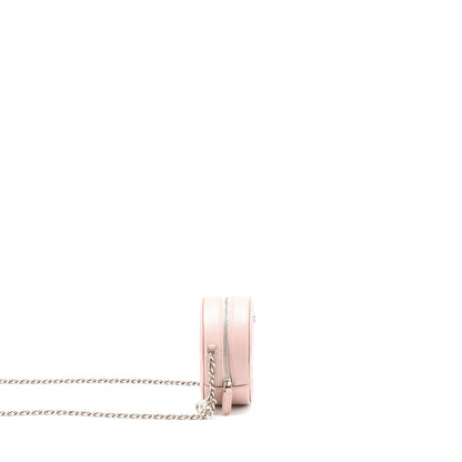 Chanel Round Clutch With Chain Camellia Calfskin Nude Pink