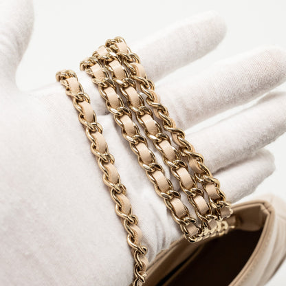 Chanel Mini 31 clutch with chain shiny lambskin light beige L ( microchip)
