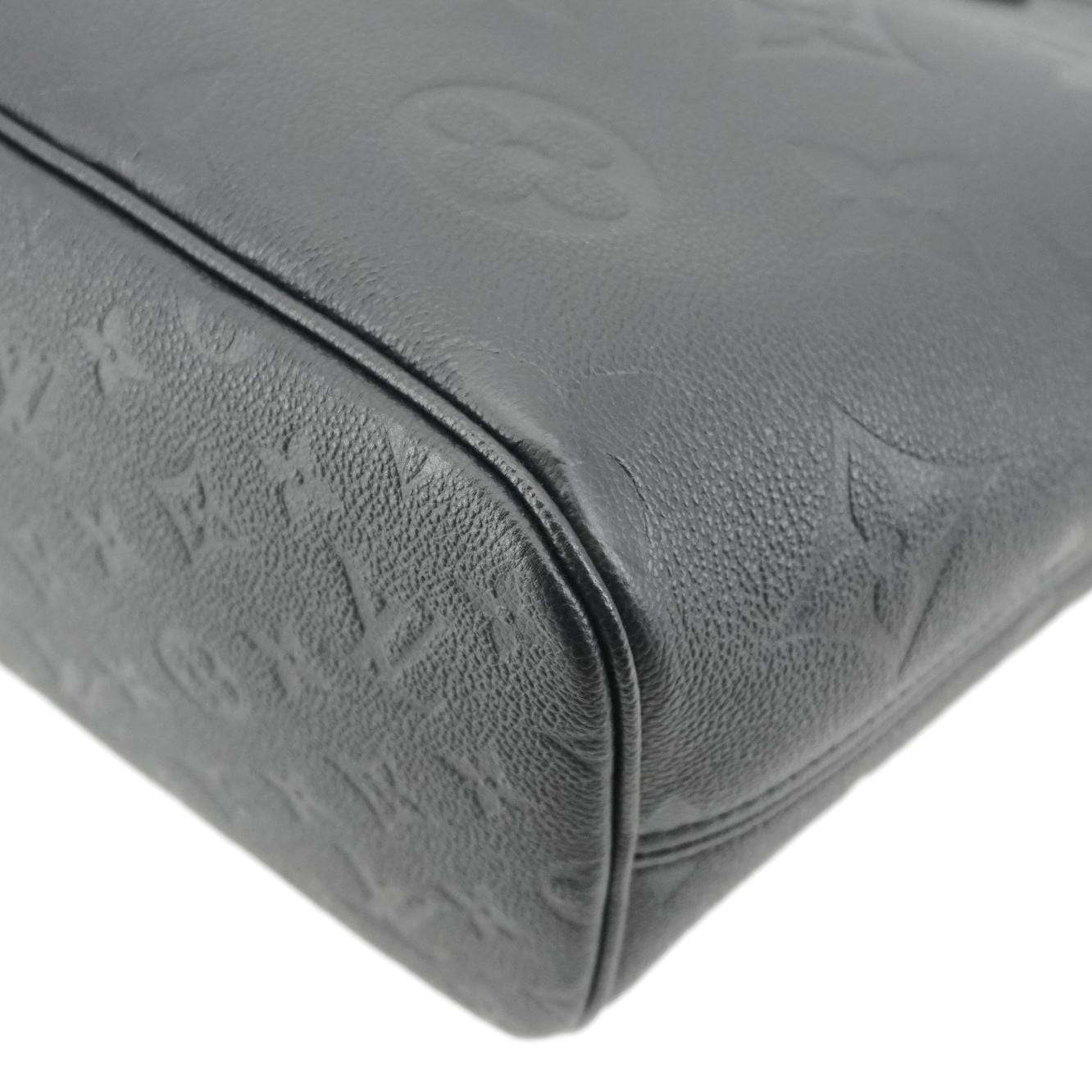 LOUIS VUITTON Neverfull MM Empreinte Leather Tote Shoulder Bag Black