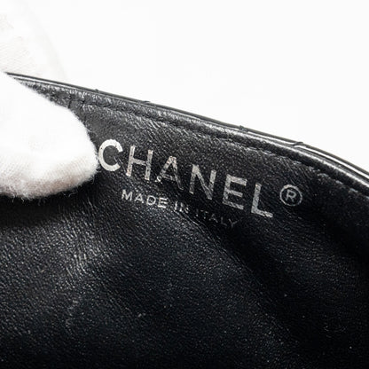 Chanel East West Flap Shoulder Bag Patent Leather Black