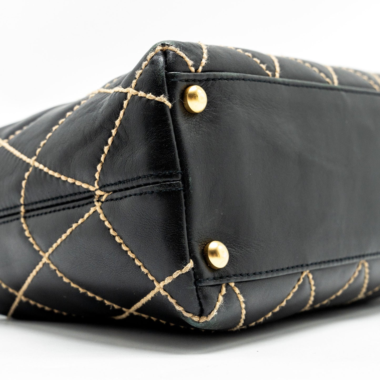 CHANEL Vintage Wild Stitch Shoulder Bag Calfskin Black