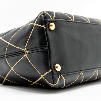 CHANEL Vintage Wild Stitch Shoulder Bag Calfskin Black
