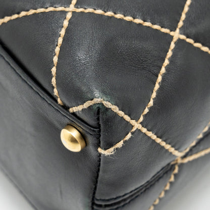 CHANEL Vintage Wild Stitch Shoulder Bag Calfskin Black