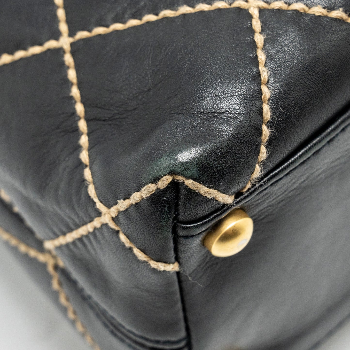 CHANEL Vintage Wild Stitch Shoulder Bag Calfskin Black