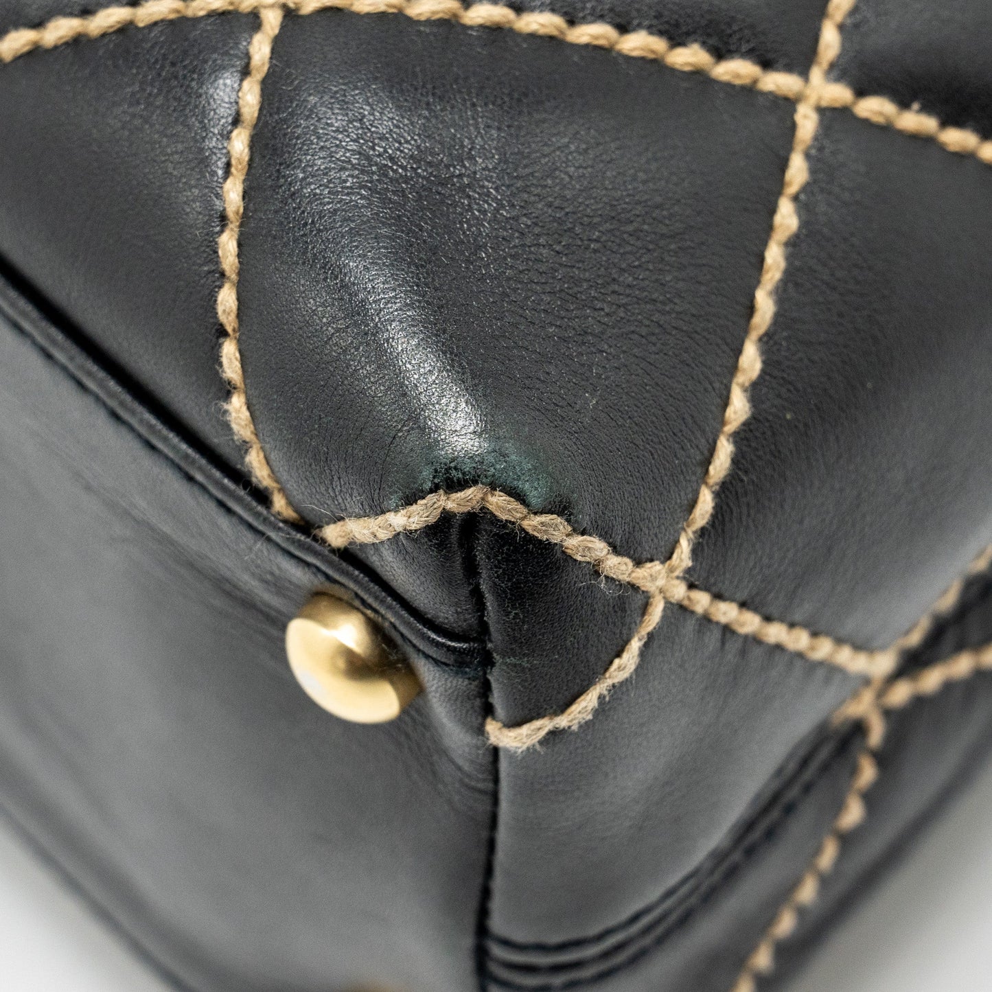 CHANEL Vintage Wild Stitch Shoulder Bag Calfskin Black