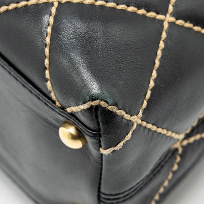 CHANEL Vintage Wild Stitch Shoulder Bag Calfskin Black