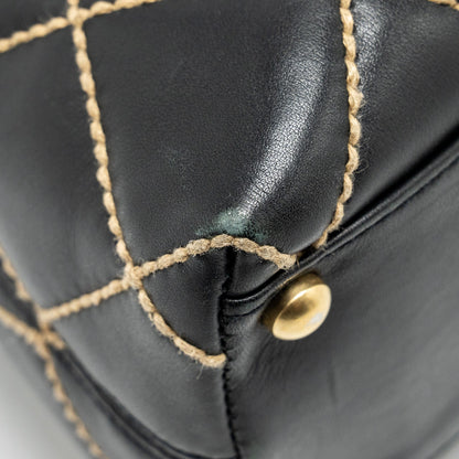 CHANEL Vintage Wild Stitch Shoulder Bag Calfskin Black