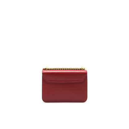 Gucci Bow and Pearl Leather Chain Shoulder Bag Red
