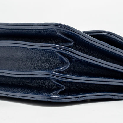 Chanel top handle mini flap Clutch Lambskin Navy L (microchip)
