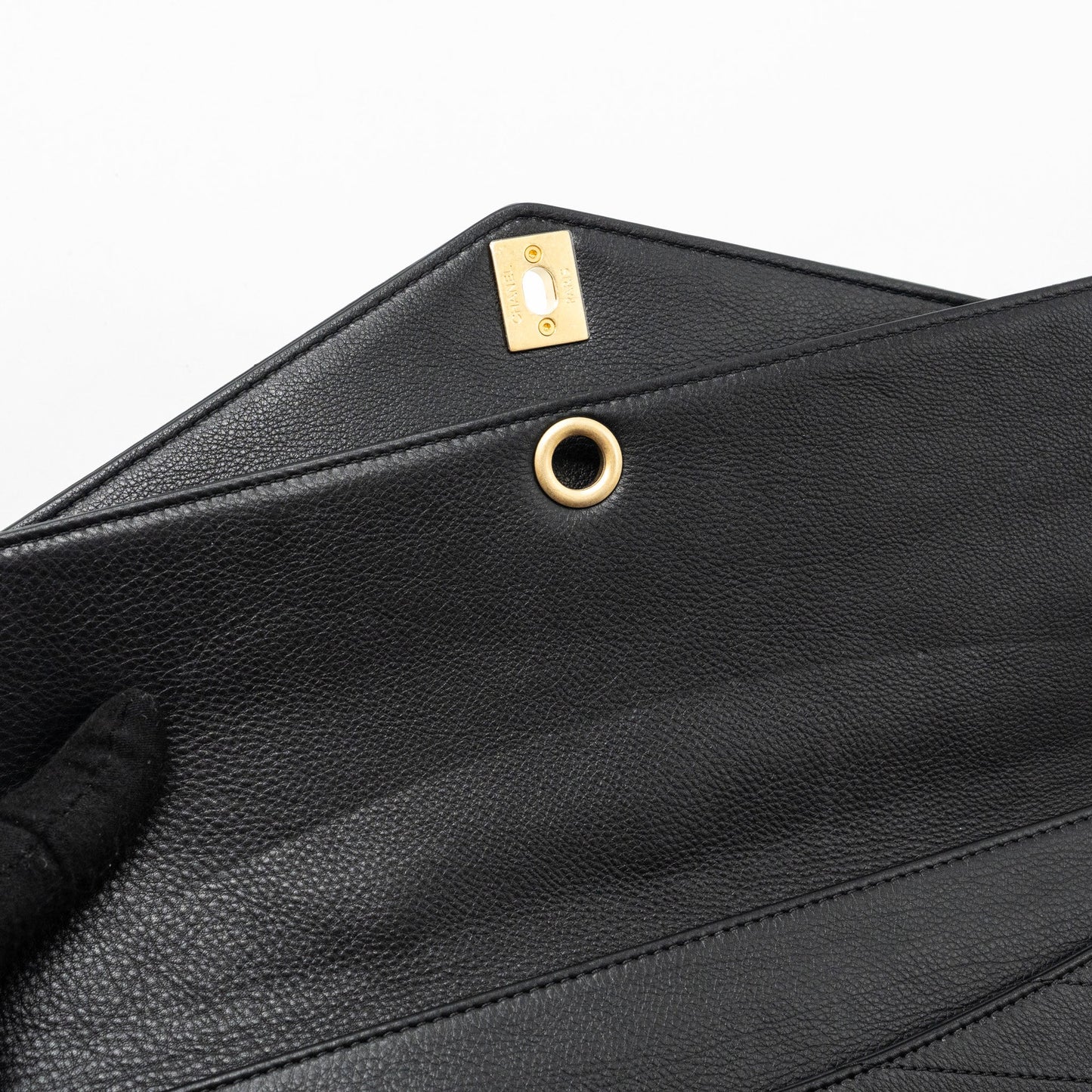 Chanel Voyage Chevron Clutch Calfskin Black