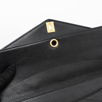 Chanel Voyage Chevron Clutch Calfskin Black