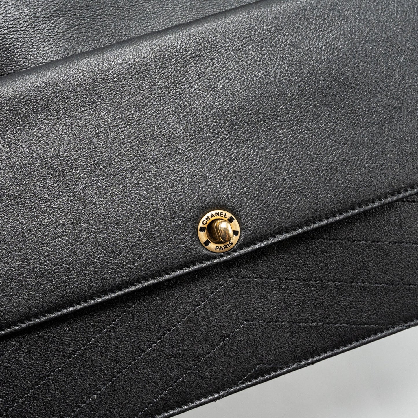 Chanel Voyage Chevron Clutch Calfskin Black