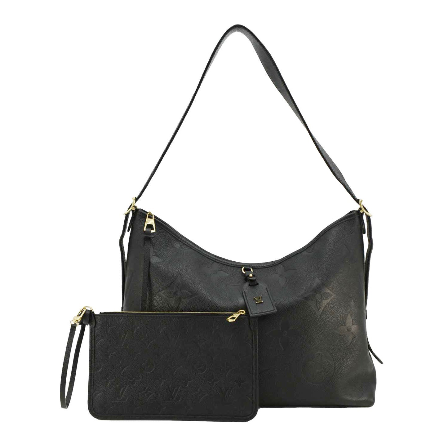 LOUIS VUITTON Carryall MM Empreinte Leather Shoulder Bag Black