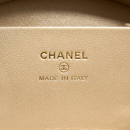 Chanel 22S Top Handle Mini Round Vanity Clutch Lambskin Pink L
