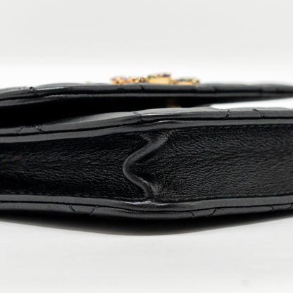 Chanel Zirconium Flap Clutch/Card Holder with Chain Lambskin Black