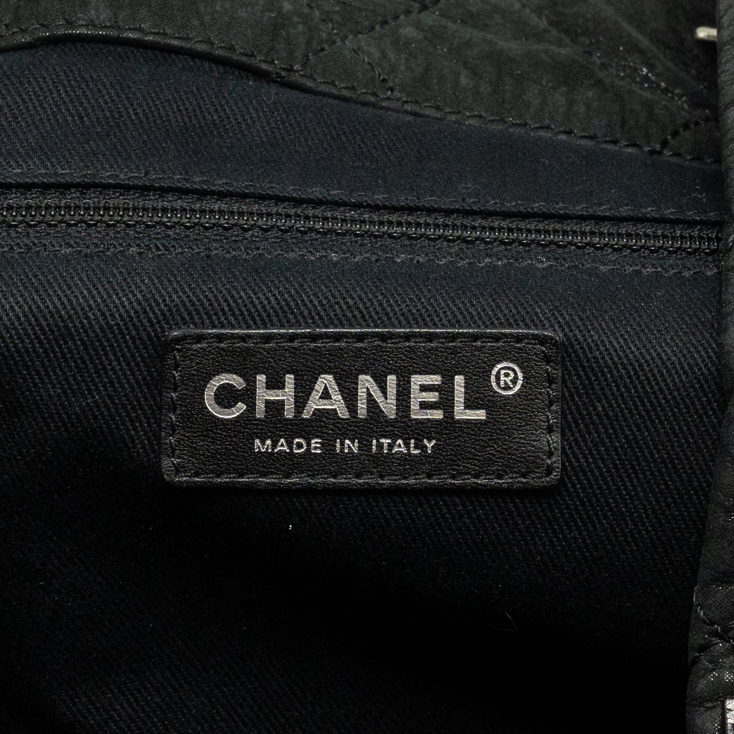 Chanel large quilted shoulder bag Calfskin black
