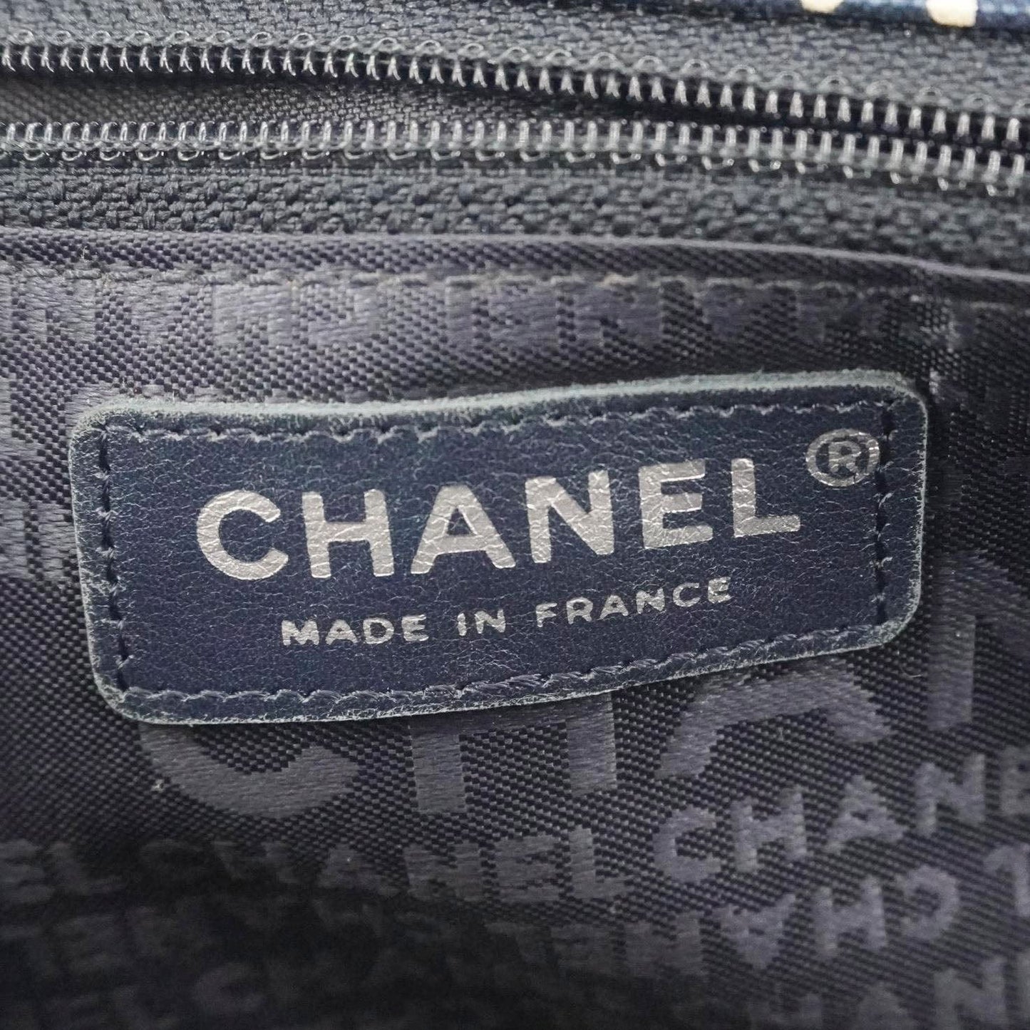 CHANEL Coco Mark No 5 Icon Canvas Chain Shoulder Bag Navy Blue